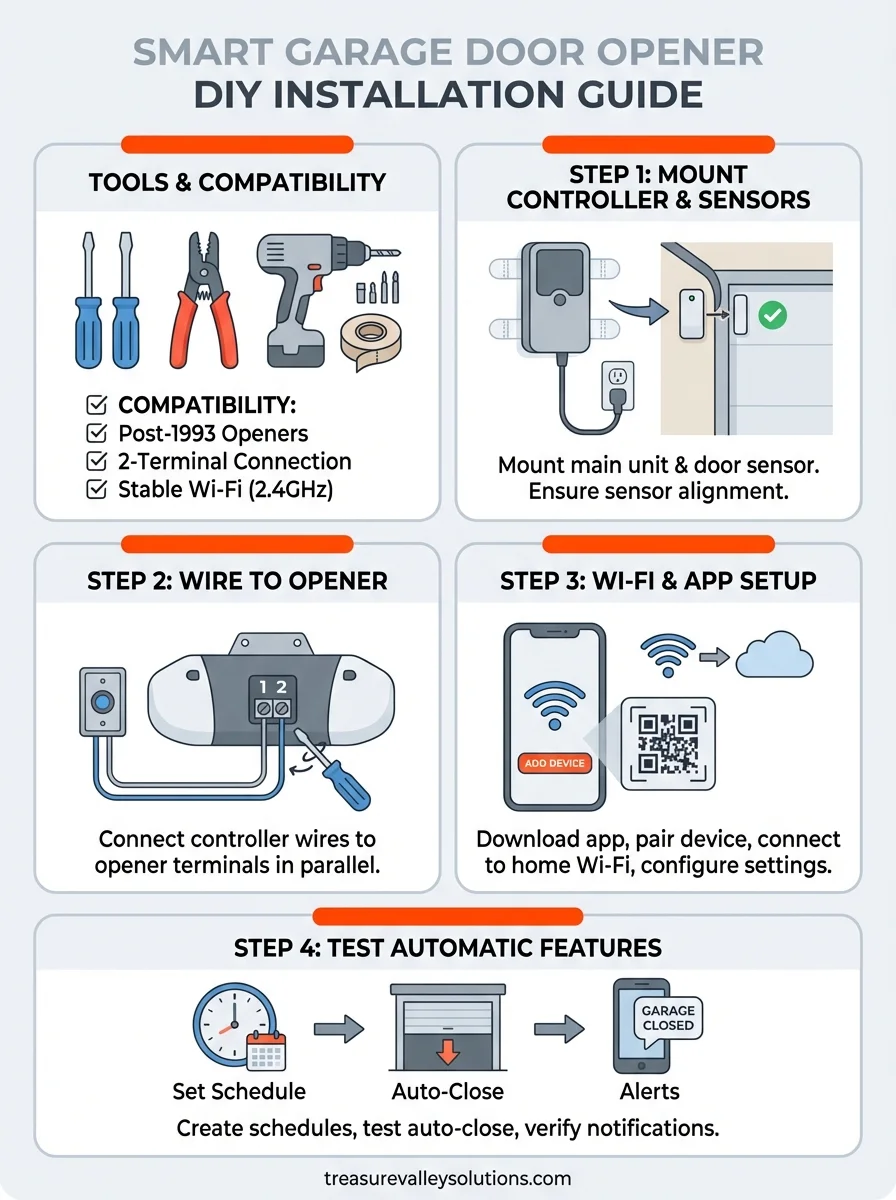 smart garage door opener installation infographic